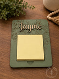 Personalized floral sticky note holder with custom name