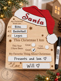 Santa Christmas wish list reusable dry-erase wood board