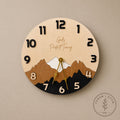 Custom layered mountain wood wall clock