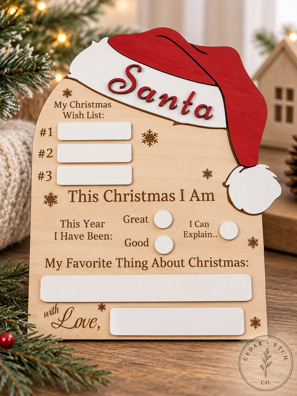 Kids Christmas wish list board for Santa