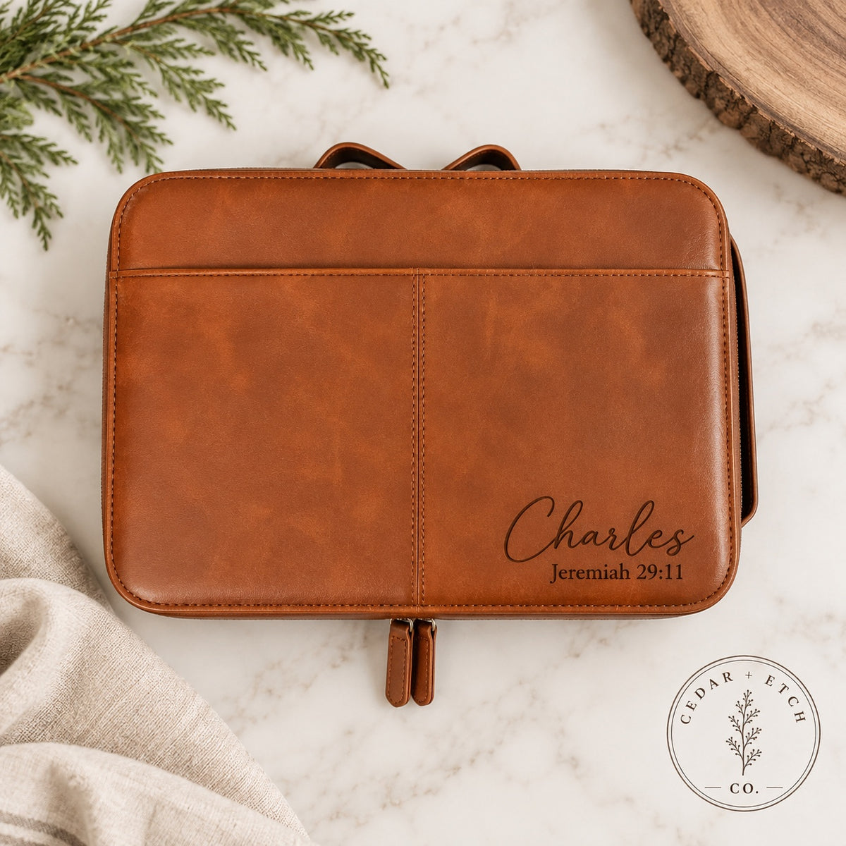 Personalized engraved Bible cover and study organizer