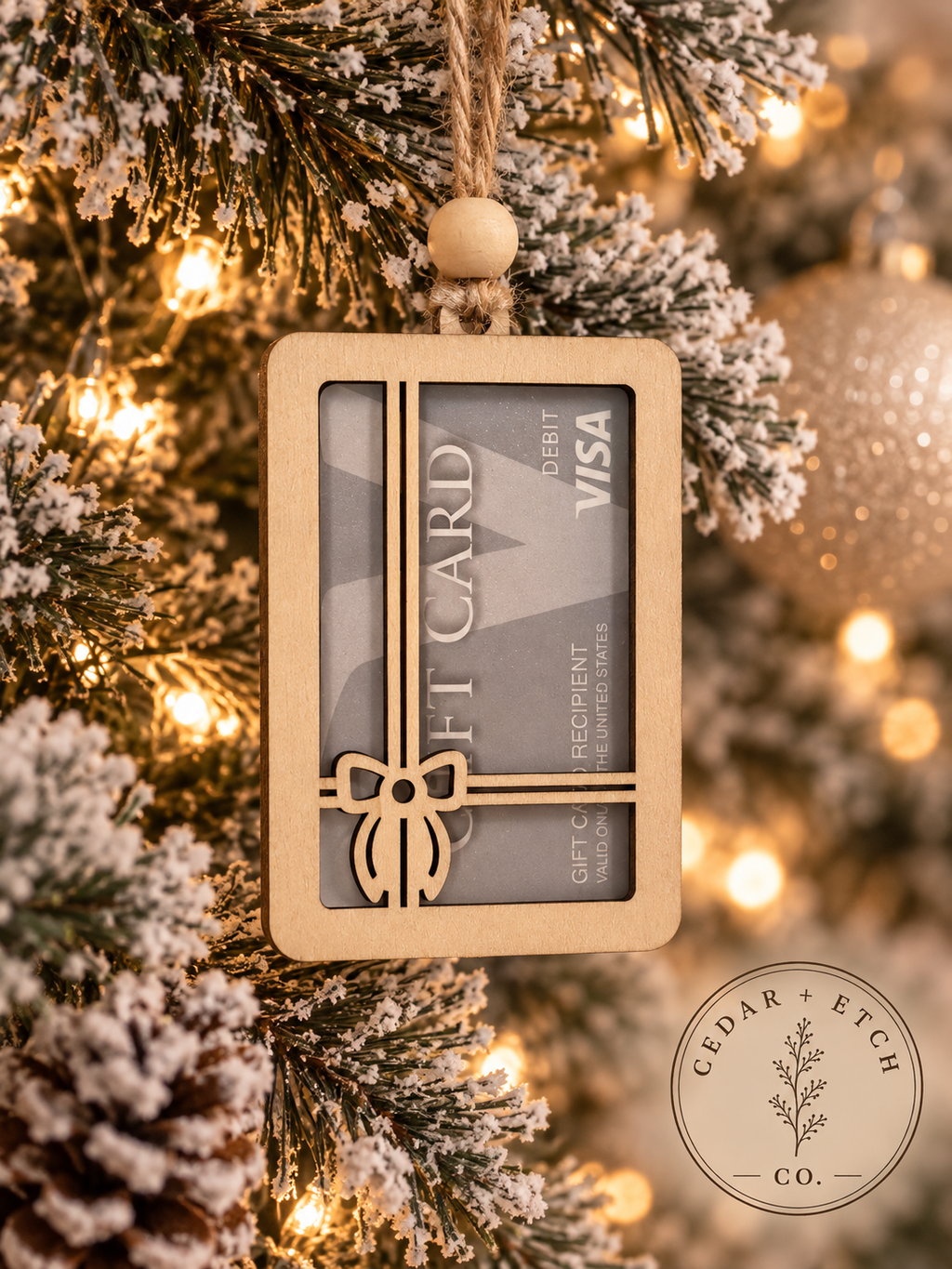 Christmas gift card holder ornament for stocking or tree