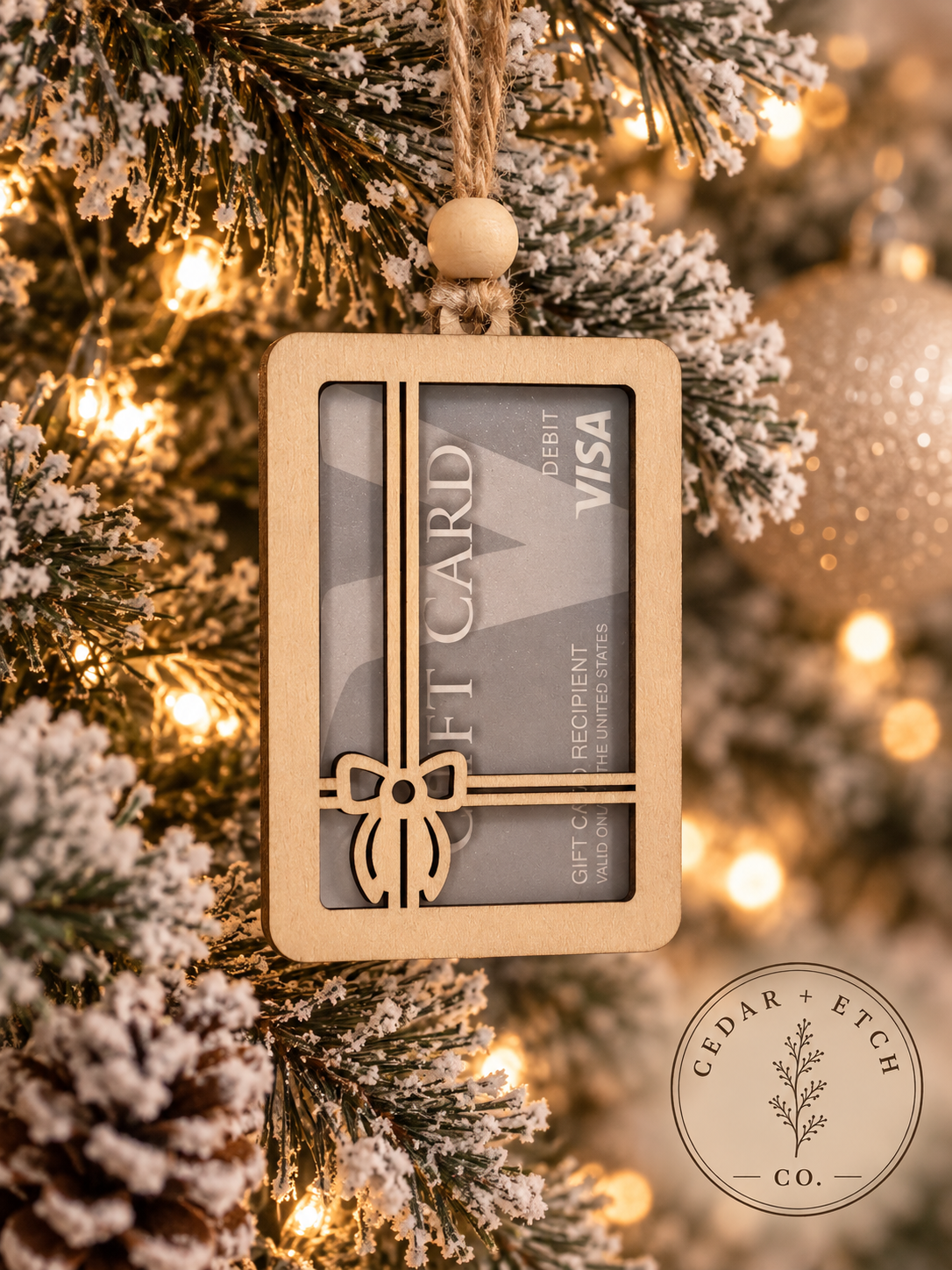 Christmas gift card holder ornament for stocking or tree
