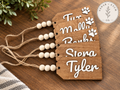 Personalized wood Christmas stocking tag with custom name