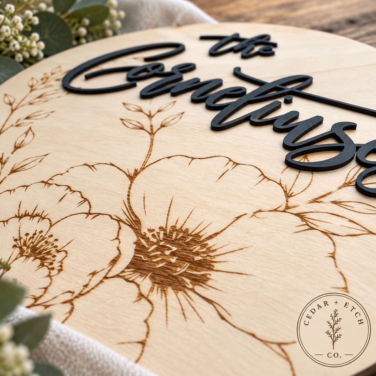 Custom couples family name sign for wedding or anniversary gift