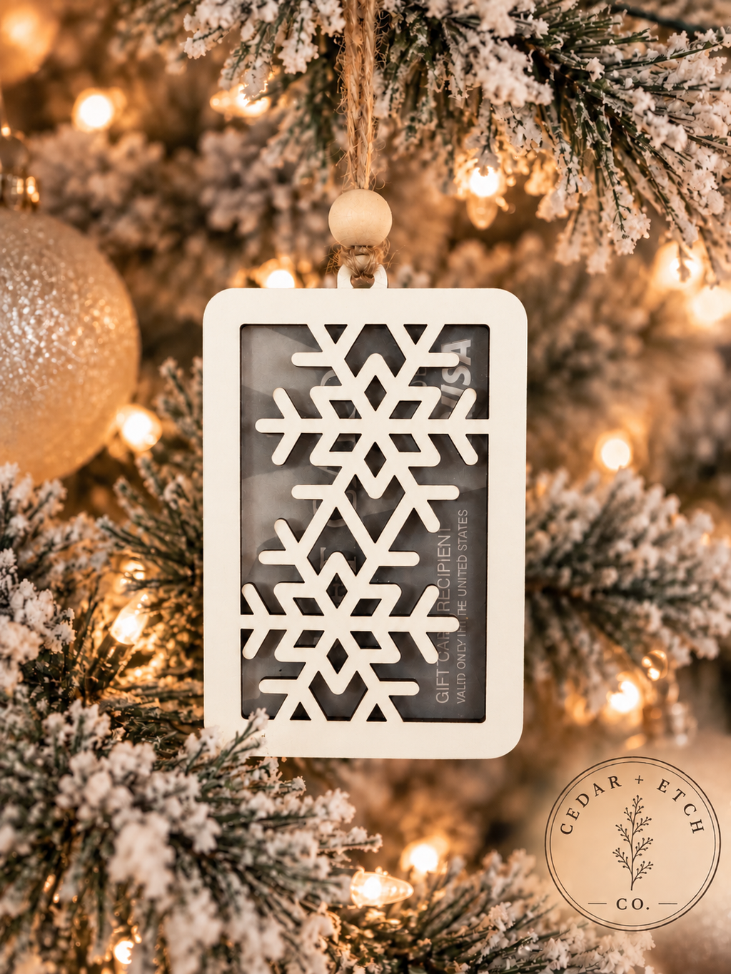 Reusable wood gift card holder holiday keepsake