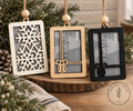 Wood Christmas gift card holder ornament with jute hanger