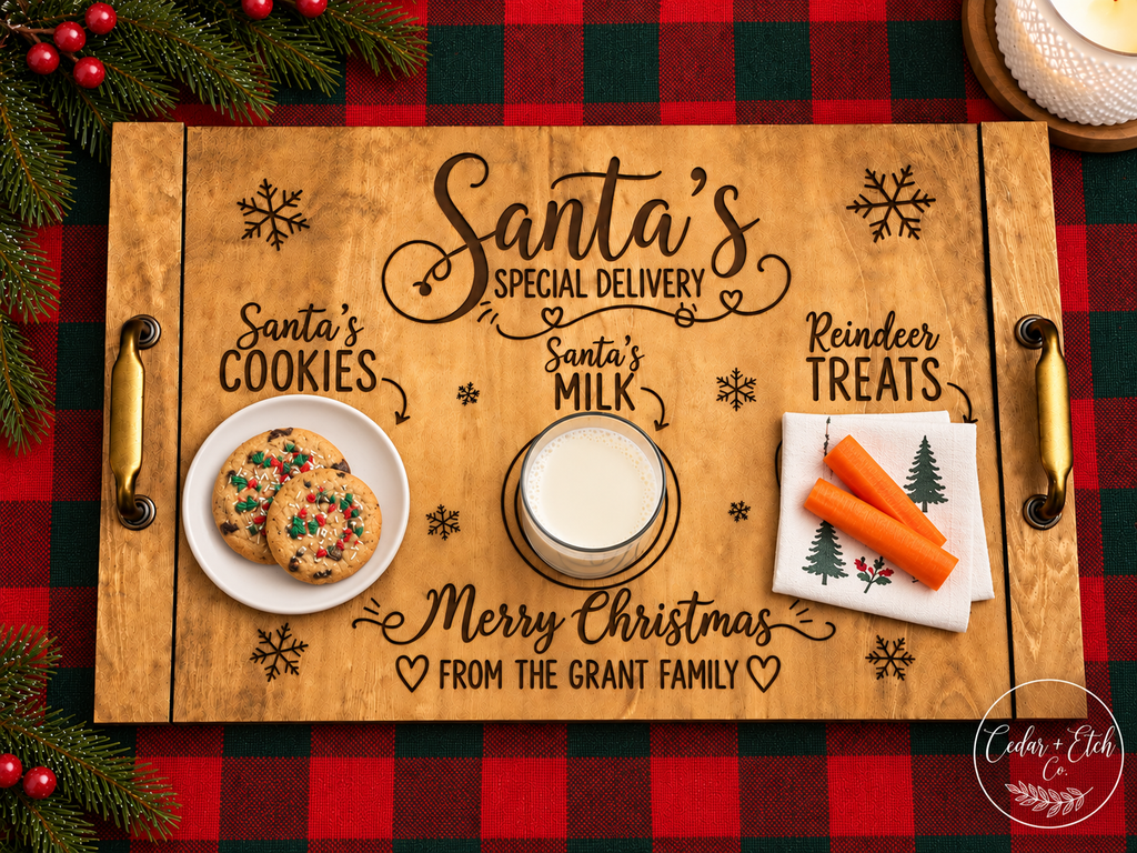 Personalized Christmas Eve cookie and reindeer treat board