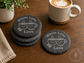 Whole Latte Love engraved slate coffee coasters set of four