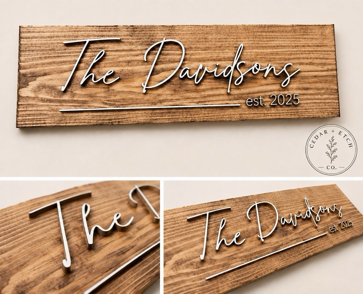 18-inch personalized family name wood established sign
