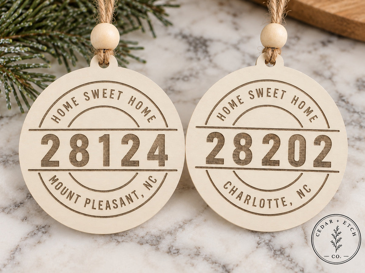 Home Sweet Home Zip Code Hometown Ornaments